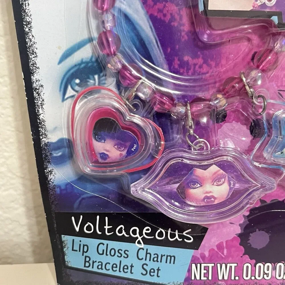 Monster High Ghoulicious Voltageous Lip Gloss Charm Bracelet Set Mattel 2015